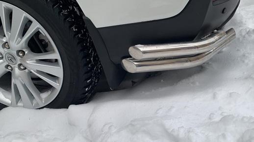 Защита заднего бампера угловая удлиненная для автомобиля Toyota Highlander 2010 арт.  THL.10.20-1, Россия