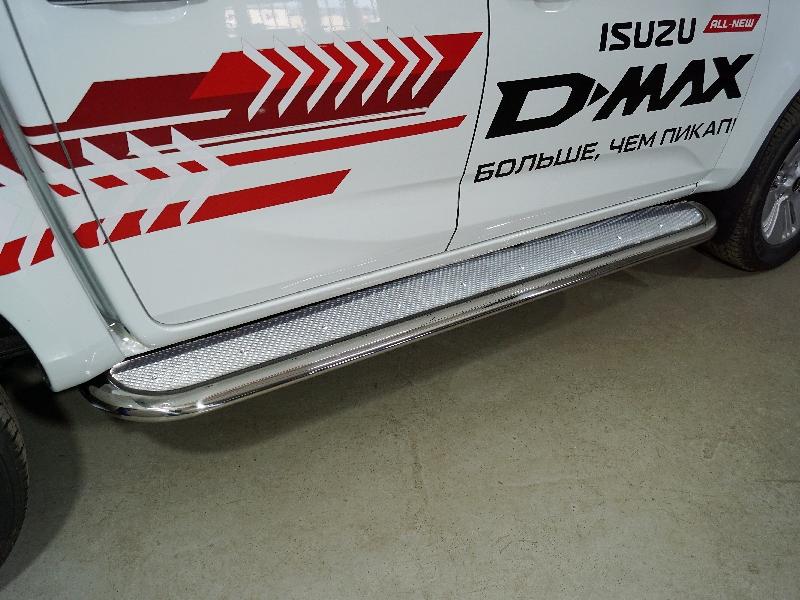 Пороги с площадкой (нерж. Лист) 75х42 мм для автомобиля Isuzu D-MAX 3.0D 2019-,TCC Тюнинг ,арт. ISDMAX19-22