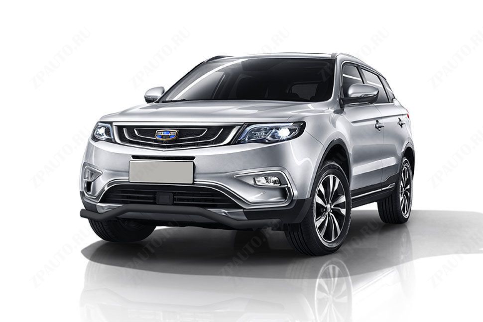 Защита переднего бампера d57 волна черная Geely Atlas (2016-2023) , Slitkoff, арт. GEAT01B