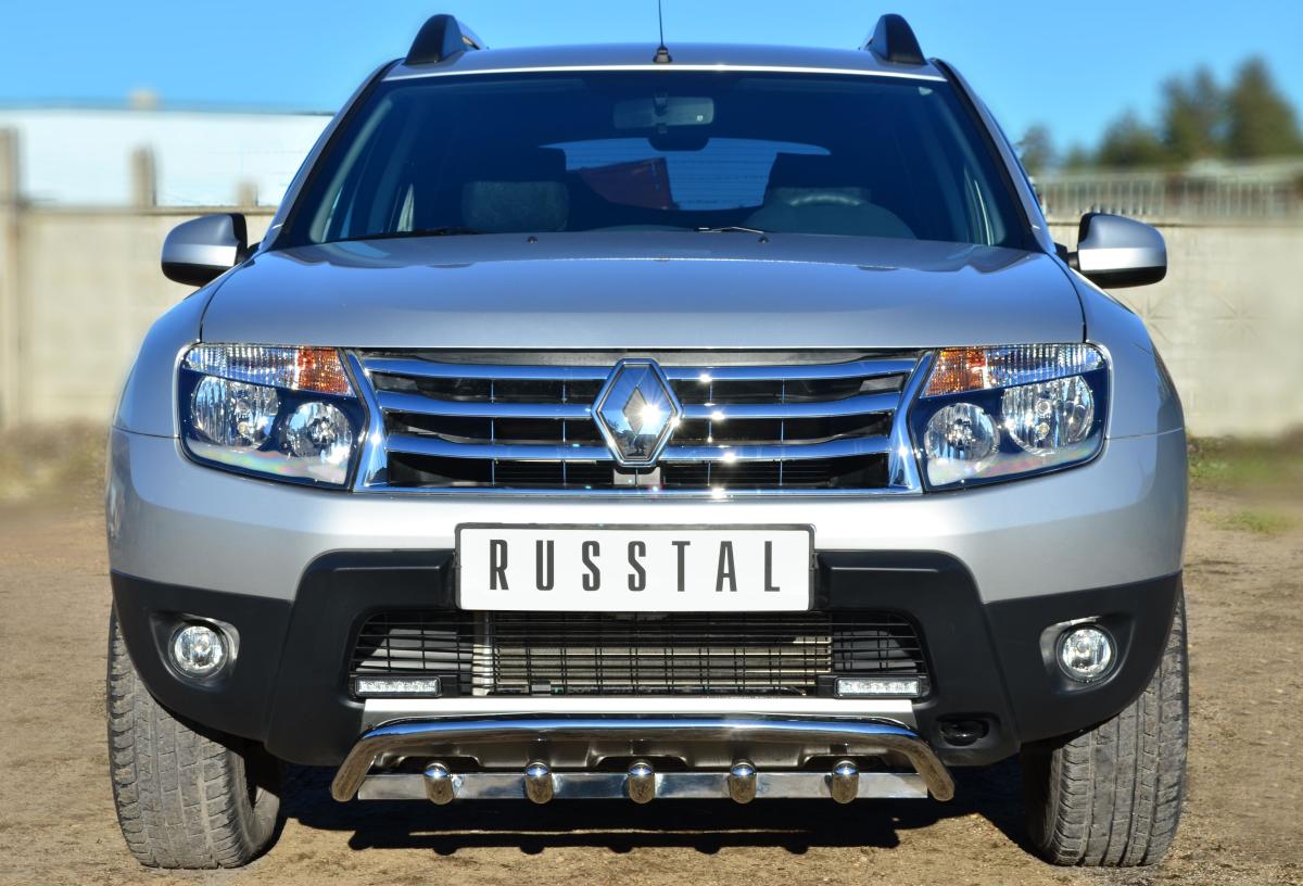Защита переднего бампера d42 волна с зубами для Renault Duster 4x4, Руссталь RD4Z-001541
