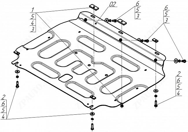 Защита стальная Мотодор (Двигатель, Коробка переключения передач), 2 мм,  Honda Fit   2014-2020 арт. 70818