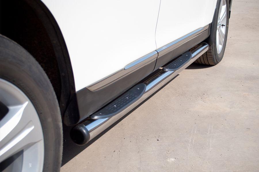 Пороги труба d76 с накладками вариант 2 для Toyota Highlander 2010, Slitkoff THT-0007362