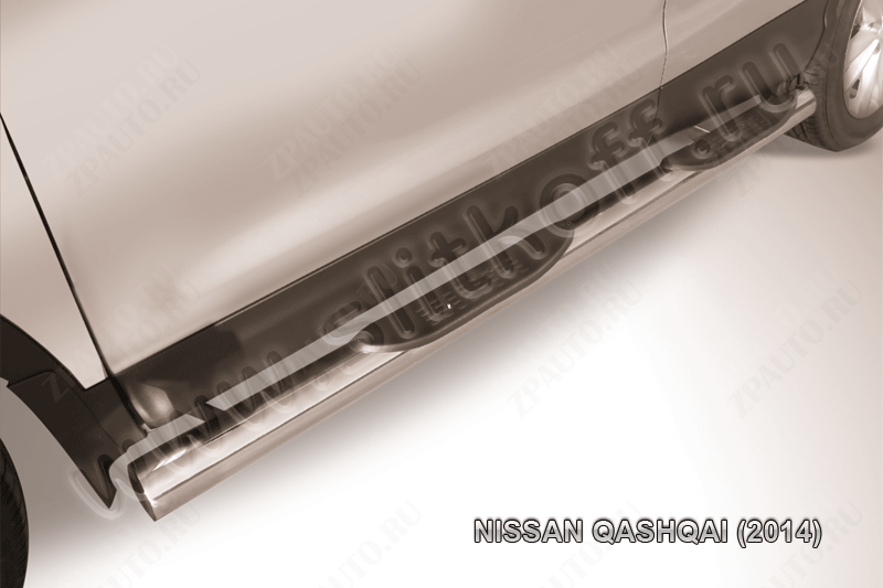 Защита порогов d76 с проступями Nissan Qashqai (2013-2019) Black Edition, Slitkoff, арт. NIQ14-004BE