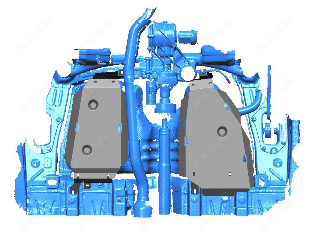51.05ABC Защита топливного бака GAC GS4 max (2025-) из 2-х частей (Алюминий 4 мм)
