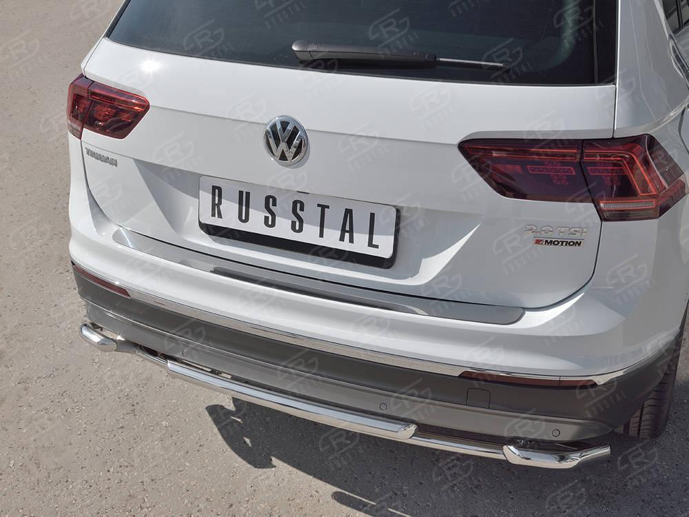 VOLKSWAGEN TIGUAN 2017- Накладка на задний бампер (лист нерж зеркальный) VGN-002724