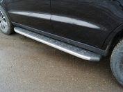 Пороги алюминиевые с пластиковой накладкой (карбон серебро) 1720 мм для автомобиля Geely Emgrand X7 2018-, TCC Тюнинг GEELEMGX718-21SL