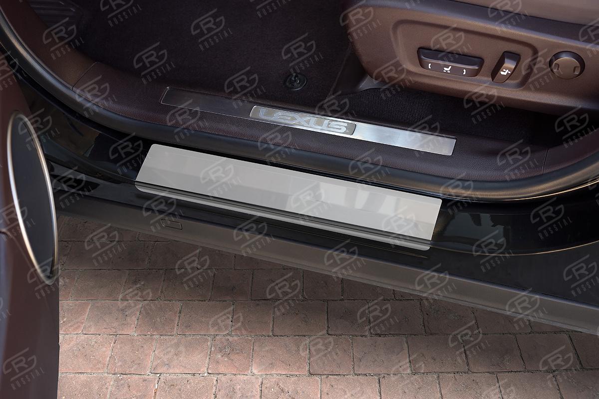 Накладки на пороги RUSSTAL (нерж., зеркало) LEXRX15-01 для LEXUS RX 200t 2015-2019