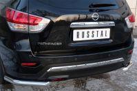 Защита заднего бампера уголки d63 для Nissan Pathfinder 2014, Руссталь NPZ-002028