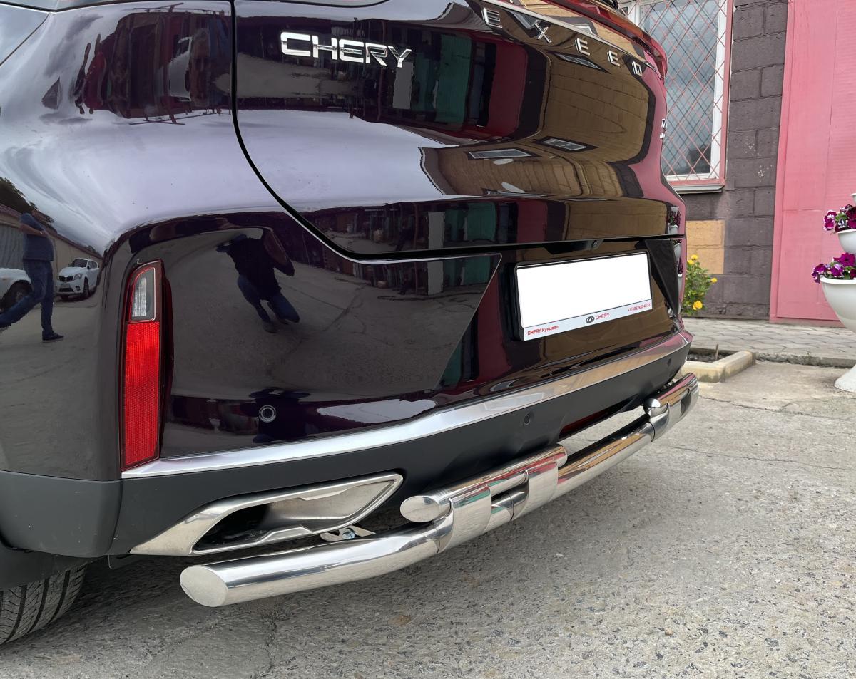 Защита заднего бампера двойная с перемычками для автомобиля CHERY CheryExeed TXL 2021 арт. CHETXL.21.25