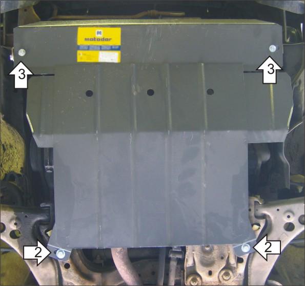 Защита стальная Мотодор (Двигатель, Коробка переключения передач), 2 мм, Сталь для Mazda 323 IV 1989-1994 арт. 01103
