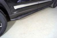 Пороги алюминиевые с пластиковой накладкой (карбон черные) 1820 мм для автомобиля Chery Tiggo 8 pro 2021 TCC Тюнинг арт. CHERTIG8P21-25BL