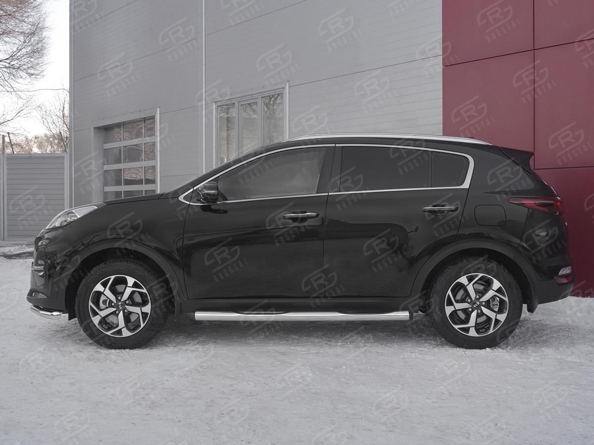 Пороги труба d76 с накладкой (вариант 3) KST-003187 для автомобиля KIA SPORTAGE 2018-, Slitkoff