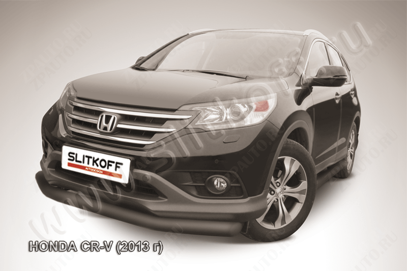 Защита переднего бампера d76 черная Honda CR-V 2L (2011-2015) , Slitkoff, арт. HCRV13-002B