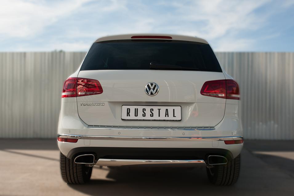 Защита заднего бампера d75х42 для Volkswagen Touareg 2014, Slitkoff VWTZ-002134