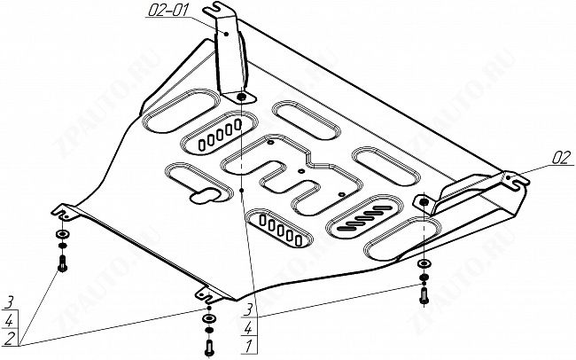 Защита стальная Мотодор (Двигатель, Коробка переключения передач), 2 мм,  для Haval H3  2024- арт. 73108