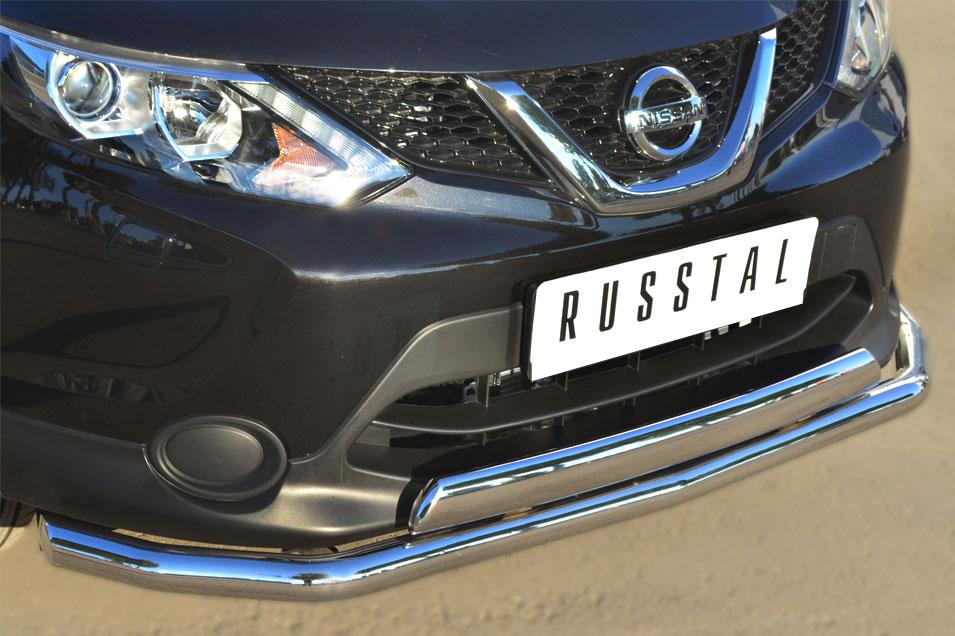 Защита переднего бампера d57/75х42 для Nissan Qashqai 2014, Slitkoff NQQZ-001783