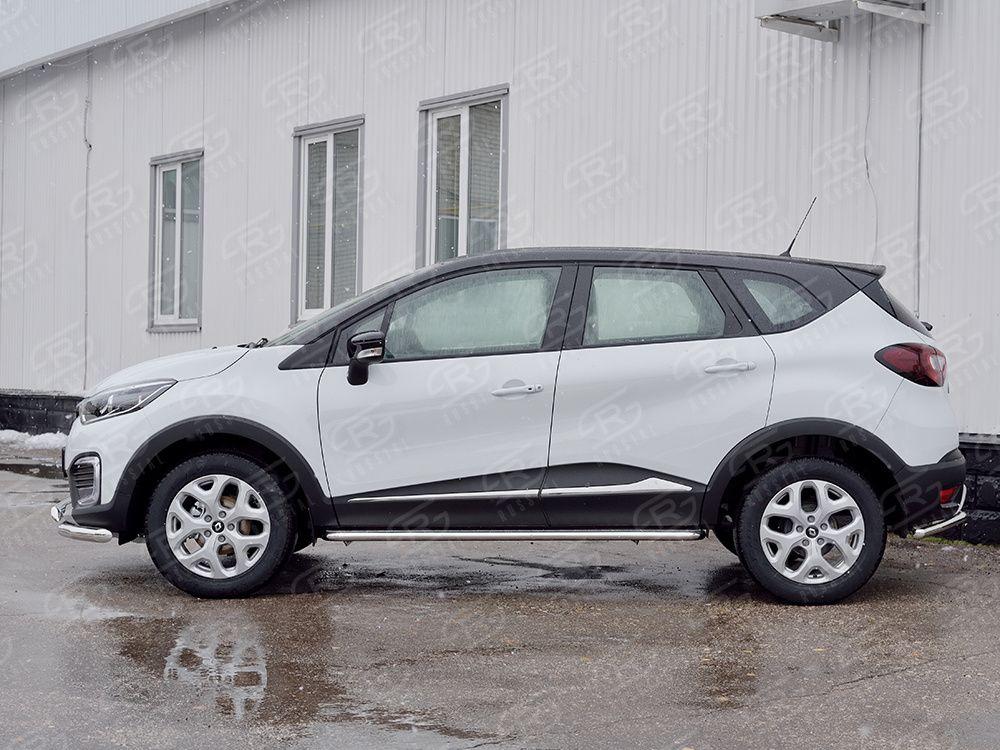 Пороги труба d42 с листом вариант 1 Renault Kaptur 2016, Slitkoff RKPL-0024681
