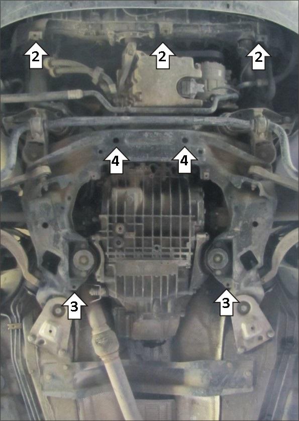 Защита стальная Мотодор (Двигатель, Радиатор), 2 мм, Сталь для Audi A6 2001-2004 арт. 00135