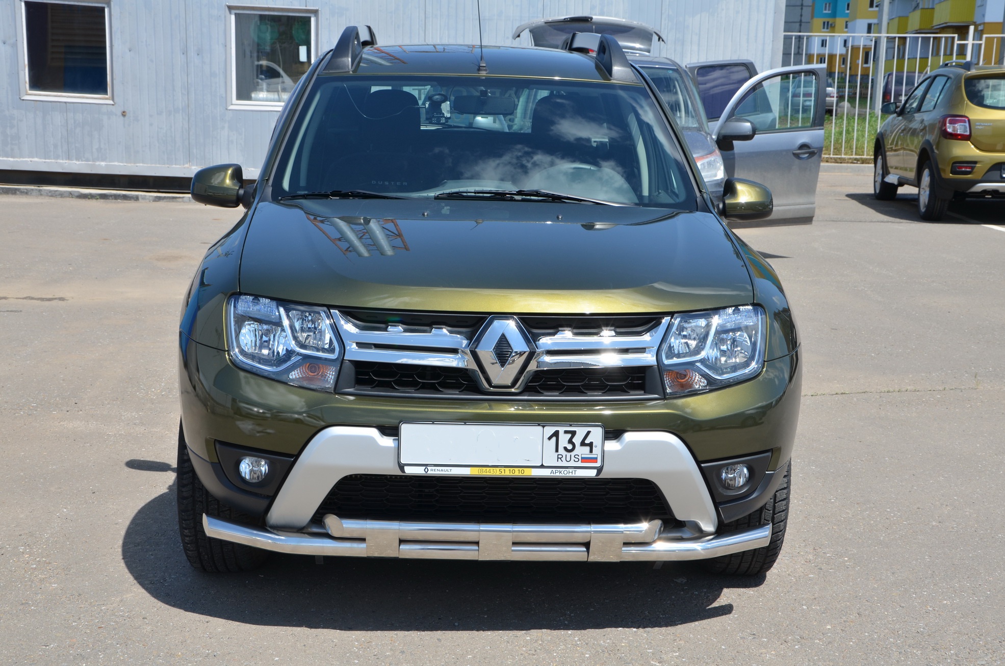 Защита переднего бампера с декором для автомобиля RENAULT Duster 2011, Россия RD.11.03-1