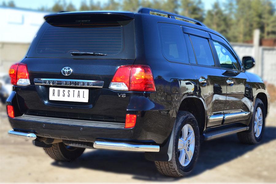Защита заднего бампера уголки d76 для Toyota Land Cruiser 200 2012, Slitkoff TLCZ-001646