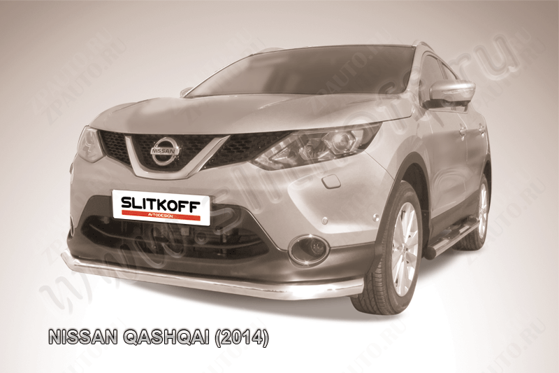 Защита переднего бампера d76 Nissan Qashqai (2013-2019) , Slitkoff, арт. NIQ14-001