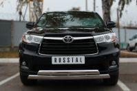 Защита переднего бампера d75х42/75х42 овальные дуги для Toyota Highlander 2013-2016, Slitkoff THRZ-001915