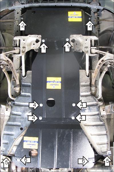 Защита стальная Мотодор (Двигатель, Передний дифференциал, Радиатор), 2 мм, Сталь для Toyota Previa 1990-2000 арт. 02541