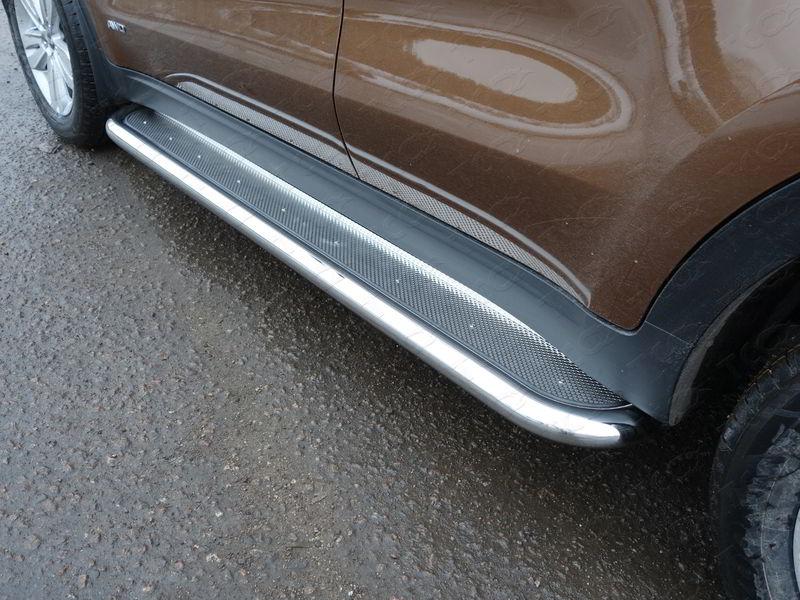 Пороги с площадкой (нерж. лист) 60,3 мм для автомобиля Kia Sportage (QL) 2018-, TCC Тюнинг KIASPORT18-33