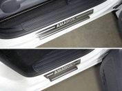 Накладки на пороги (лист шлифованный надпись Amarok) для автомобиля Volkswagen Amarok 2016-