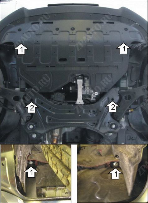 Защита стальная Мотодор (Двигатель, Коробка переключения передач), 2 мм, сталь для KIA Sportage  2010-2016 арт. 70904