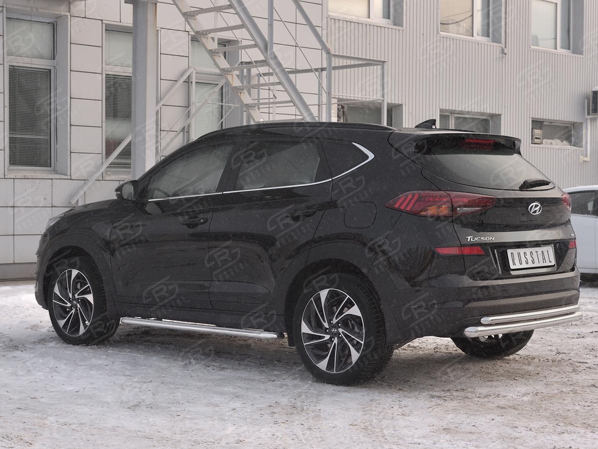 Защита заднего бампера d57 дуга-d42 дуга HTZ-003105 для автомобиля HYUNDAI TUCSON 2018-, Slitkoff
