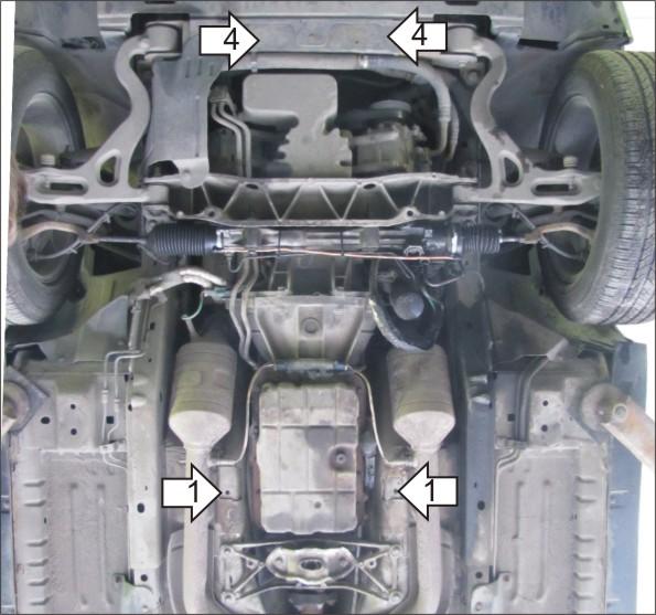 Защита стальная Мотодор (Двигатель, Коробка переключения передач), 2 мм, Сталь для Jaguar S-type 1999-2004 арт. 05803