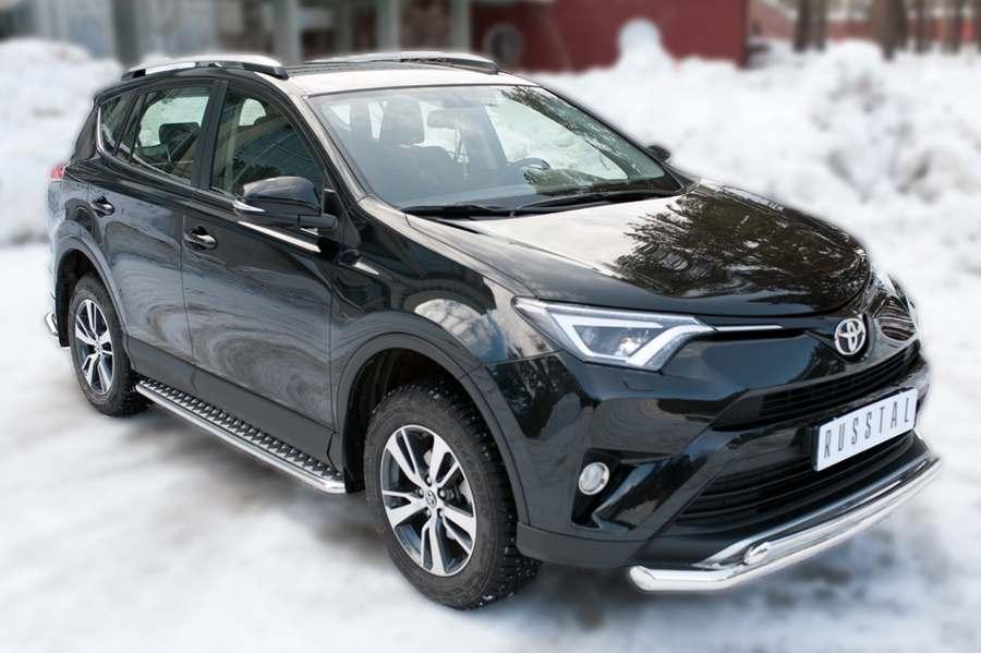 Пороги труба d42 с листом вариант 1 на Toyota RAV4 2015, Slitkoff TR4L-0021991