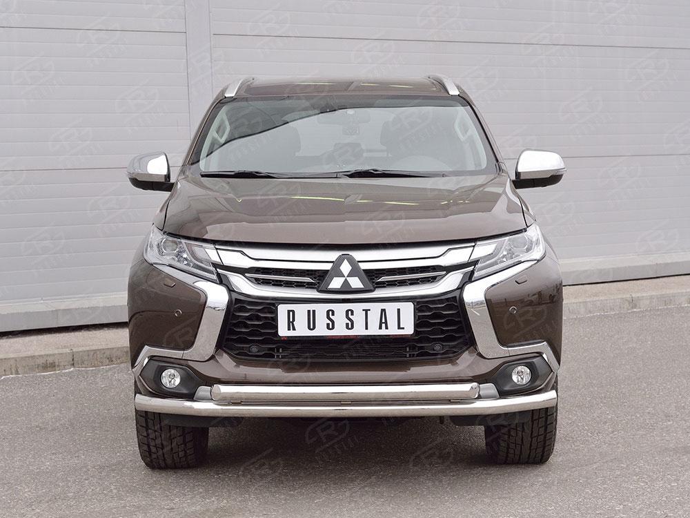 Защита переднего бампера d57/57 для Mitsubishi Pajero Sport 2016, Slitkoff MPJSZ-002484