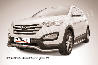 Защита переднего бампера d57 волна Hyundai Santa-Fe (2012-2018) Black Edition, Slitkoff, арт. HSFT12-001BE