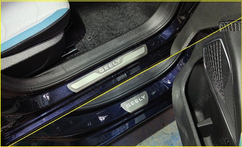 Накладки на пороги (лист шлифованный надпись Geely) 4шт Geely Emgrand 2024 арт. GEELEMG24-01