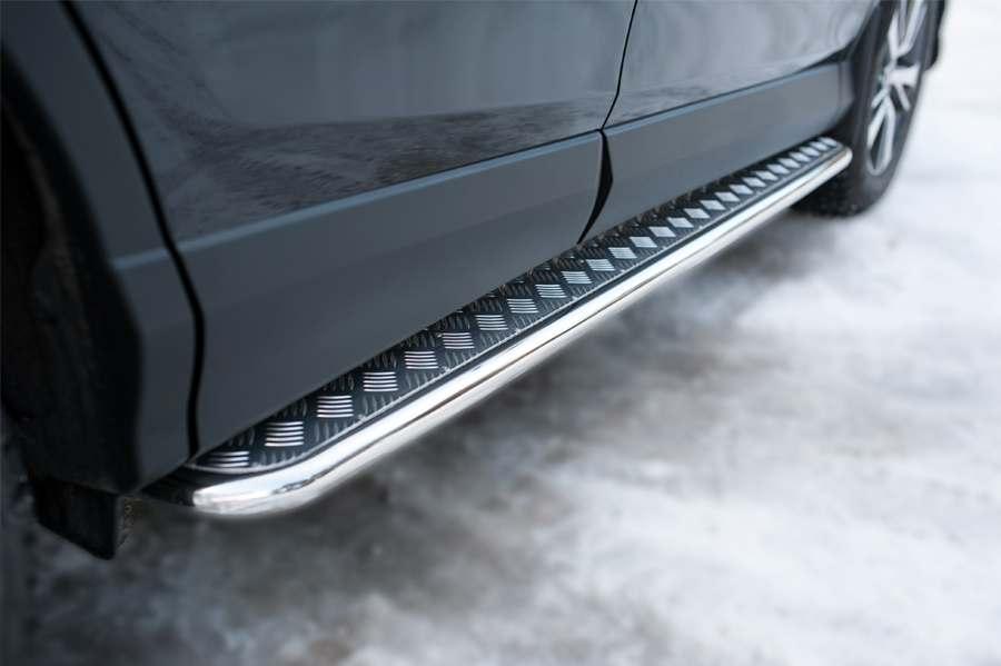 Пороги труба d42 с листом вариант 1 на Toyota RAV4 2015, Slitkoff TR4L-0021991