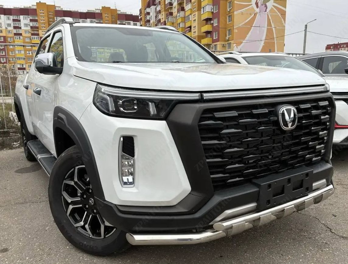 Защита переднего бампера двойная с перемычками для автомобиля CHANGAN Hunter Plus 2022 арт. CGHTP.22.75