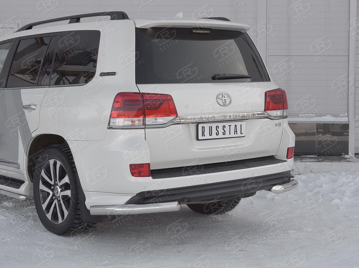 Защита заднего бампера уголки d76 на Toyota Land Cruiser 200 2017 Excalibur, Slitkoff TLCZ-002911