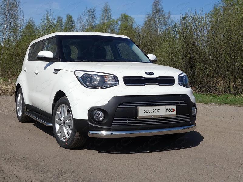 Защита передняя нижняя (овальная) 75х42 мм для автомобиля Kia Soul 2017-, TCC Тюнинг KIASOUL17-15