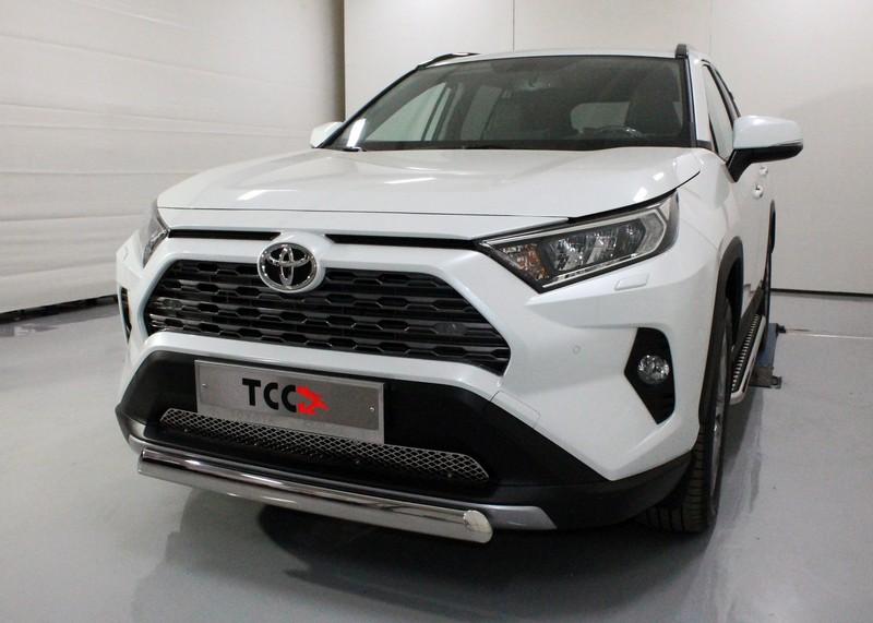 Защита передняя нижняя (овальная короткая) 75х42 мм для автомобиля Toyota RAV4 2019 арт. TOYRAV19-20, TCC Тюнинг
