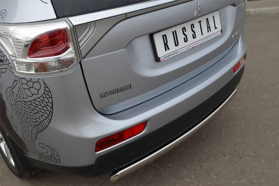 Защита заднего бампера d75x42 овал для Mitsubishi Outlander 2012, Slitkoff MRZ-001060