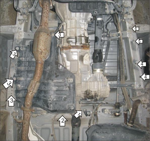 Защита стальная Мотодор (Коробка переключения передач, Раздаточная коробка), 2 мм, Сталь для Toyota Hiace 2004-2019 арт. 02566