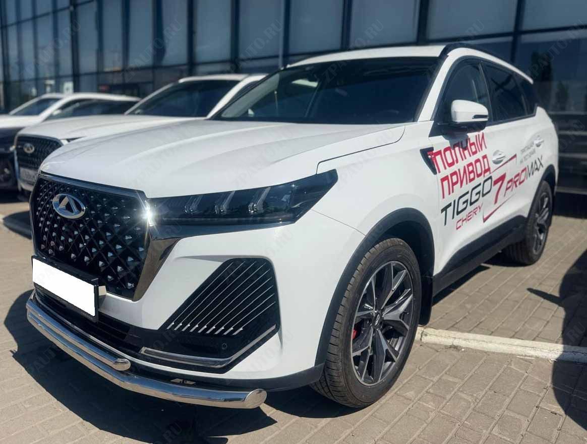 Защита переднего бампера двойная для автомобиля Chery Tiggo 7 Pro Max 2024 арт. CTGPM.7.24.03