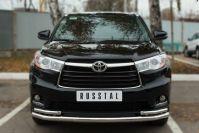 Защита переднего бампера d57/42х2 уголки для Toyota Highlander 2013-2016, Slitkoff THRZ-001917