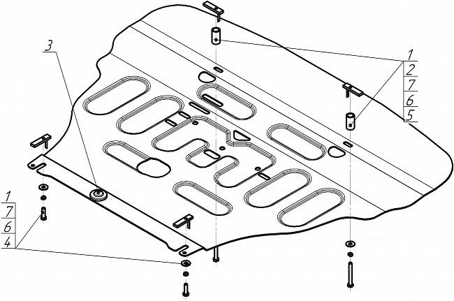 Защита стальная Мотодор (Двигатель, Коробка переключения передач), 2 мм, сталь для Hyundai Staria 2022- арт. 70908