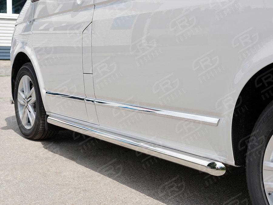 Пороги труба d57 правый вариант 1 Volkswagen Transporter T6 2015 Caravelle/Multivan длинная база, Slitkoff VTCT-0023351