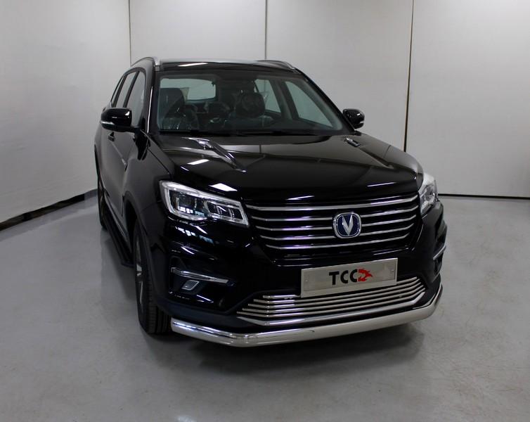 Защита передняя нижняя (овальная) 75х42 мм для автомобиля Changan CS75 FL 2020 арт. CHANCS7520-28