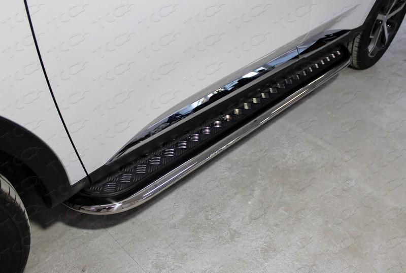 Пороги с площадкой 75х42 мм для автомобиля HAVAL F7X (2.0L 4WD) 2022-,TCC Тюнинг ,арт. HAVF7X22-21