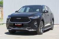 Защита переднего бампера d42 волна Haval F7 F7x (2019-2023) Black Edition, Slitkoff, арт. HavF7004BE
